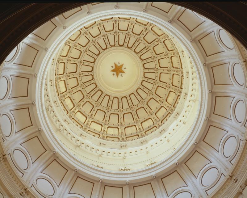Interior of the Texas Capitol dome, looking up at the rotunda star